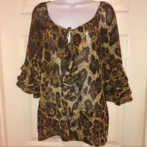 New York & Company Leopard Sequin Print Blouse
